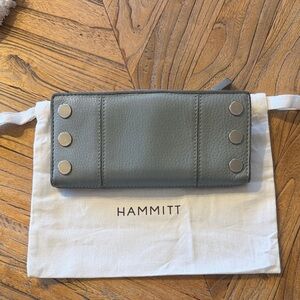 Hammitt Slate Leather Wallet with Silver Accents